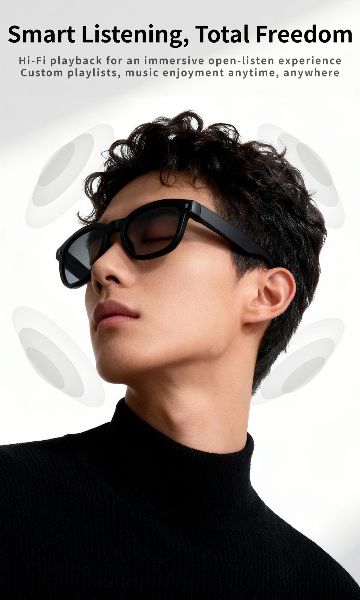 AI Smart Glasses 8MP HD Camera Video Recording AI Translation Voice Assistant TR90 Ultralight Bluetooth Call Music Smart Eyewear - gallery