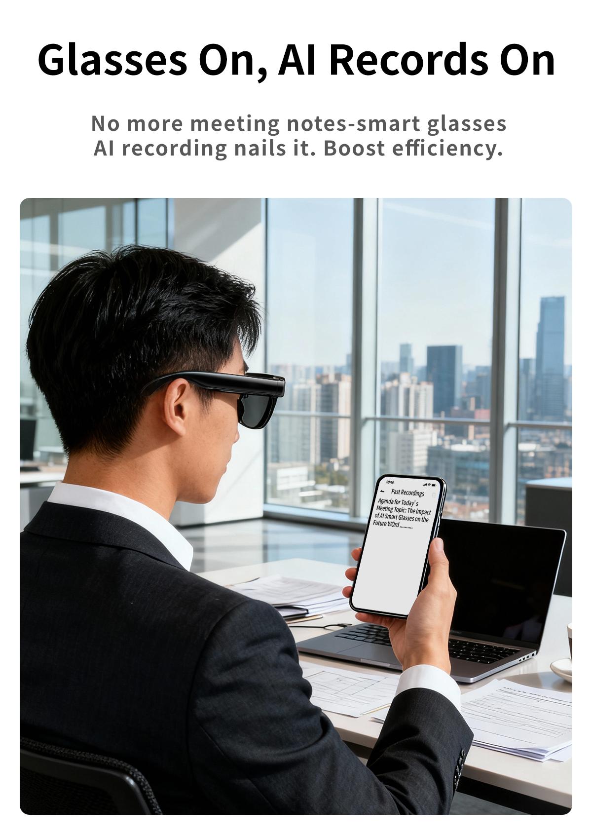 AI Smart Glasses 8MP HD Camera Video Recording AI Translation Voice Assistant TR90 Ultralight Bluetooth Call Music Smart Eyewear - gallery