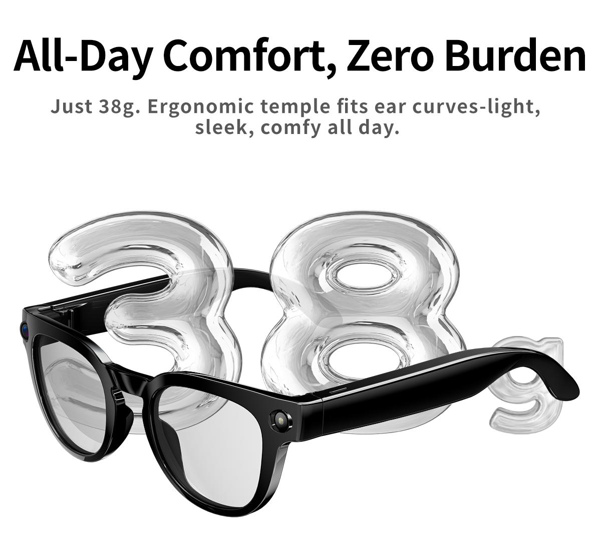 AI Smart Glasses 8MP HD Camera Video Recording AI Translation Voice Assistant TR90 Ultralight Bluetooth Call Music Smart Eyewear - gallery