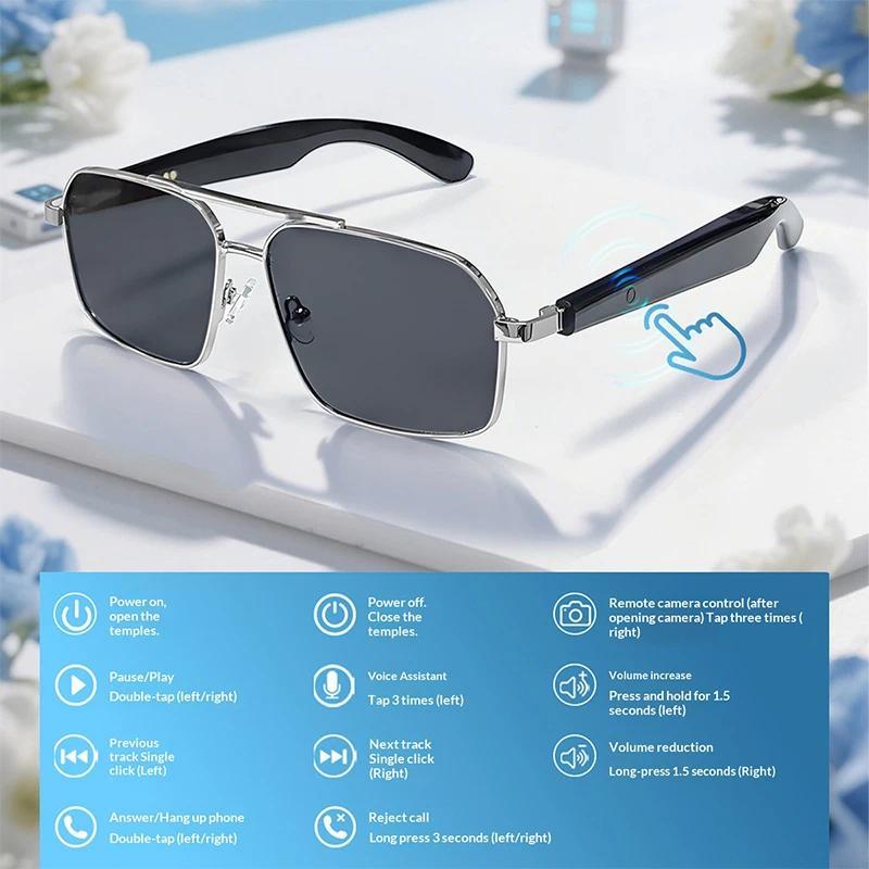 Smart Glasses Real Time Translation Wireless Bluetooth Touch Call Sports For Men Music Smart Glasses With Translator - gallery