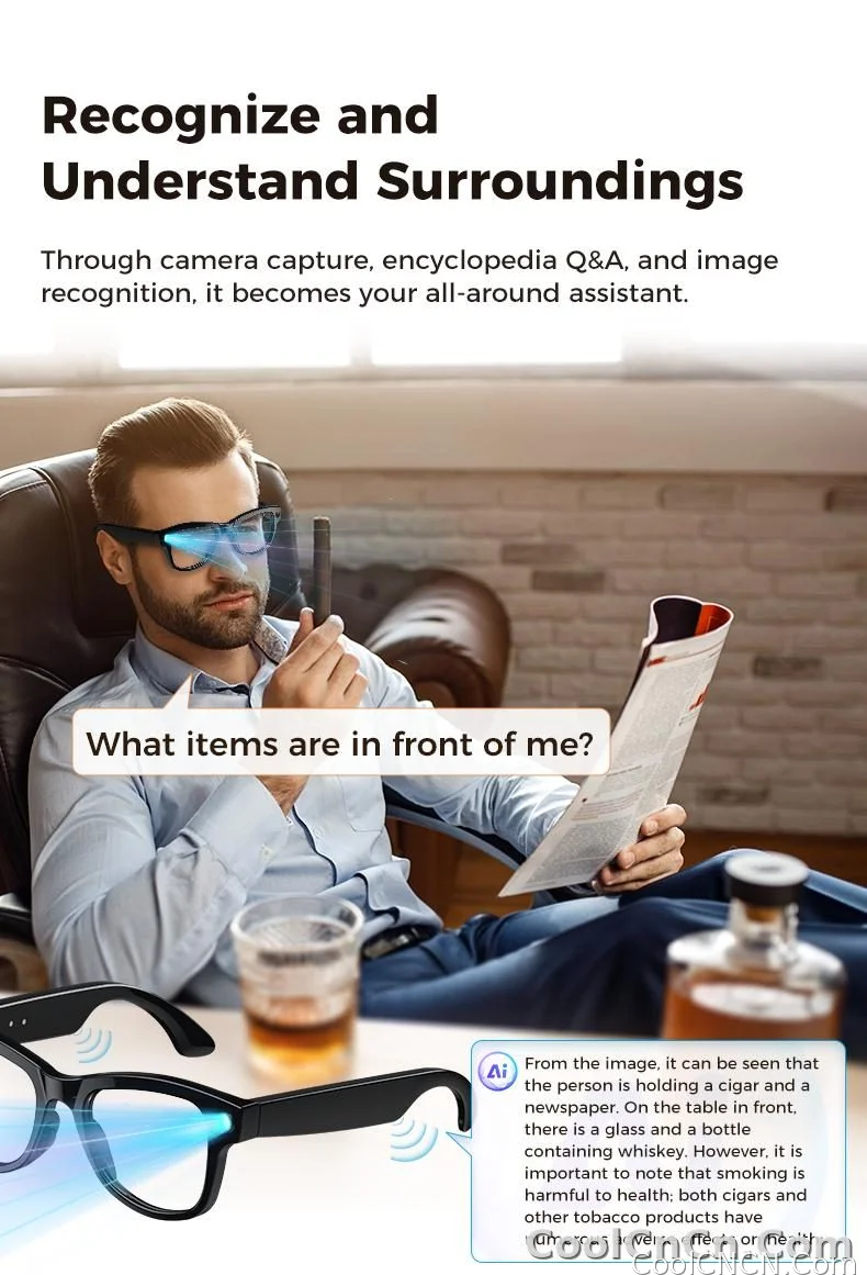 2026 AI Smart Glasses M02 Ultra 1080P HD Camera ChatGPT 3600mAh Charging 800W Camera 32GB Translation Music POV Video Sunglasse - detail