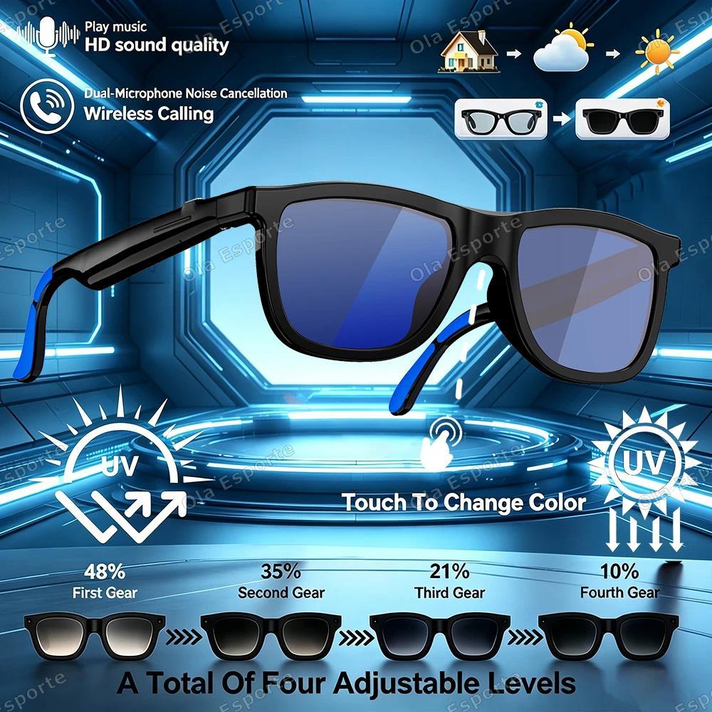 2026 Smart Audio Glasses Touch Control Color Changing Lens Dual Microphone Noise Reduction AI translation Bluetooth Sunglasses