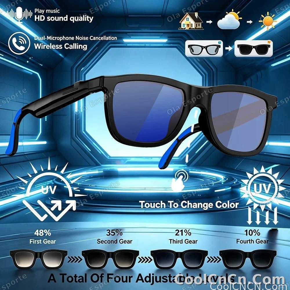 2026 Smart Audio Glasses Touch Control Color Changing Lens Dual Microphone Noise Reduction AI translation Bluetooth Sunglasses