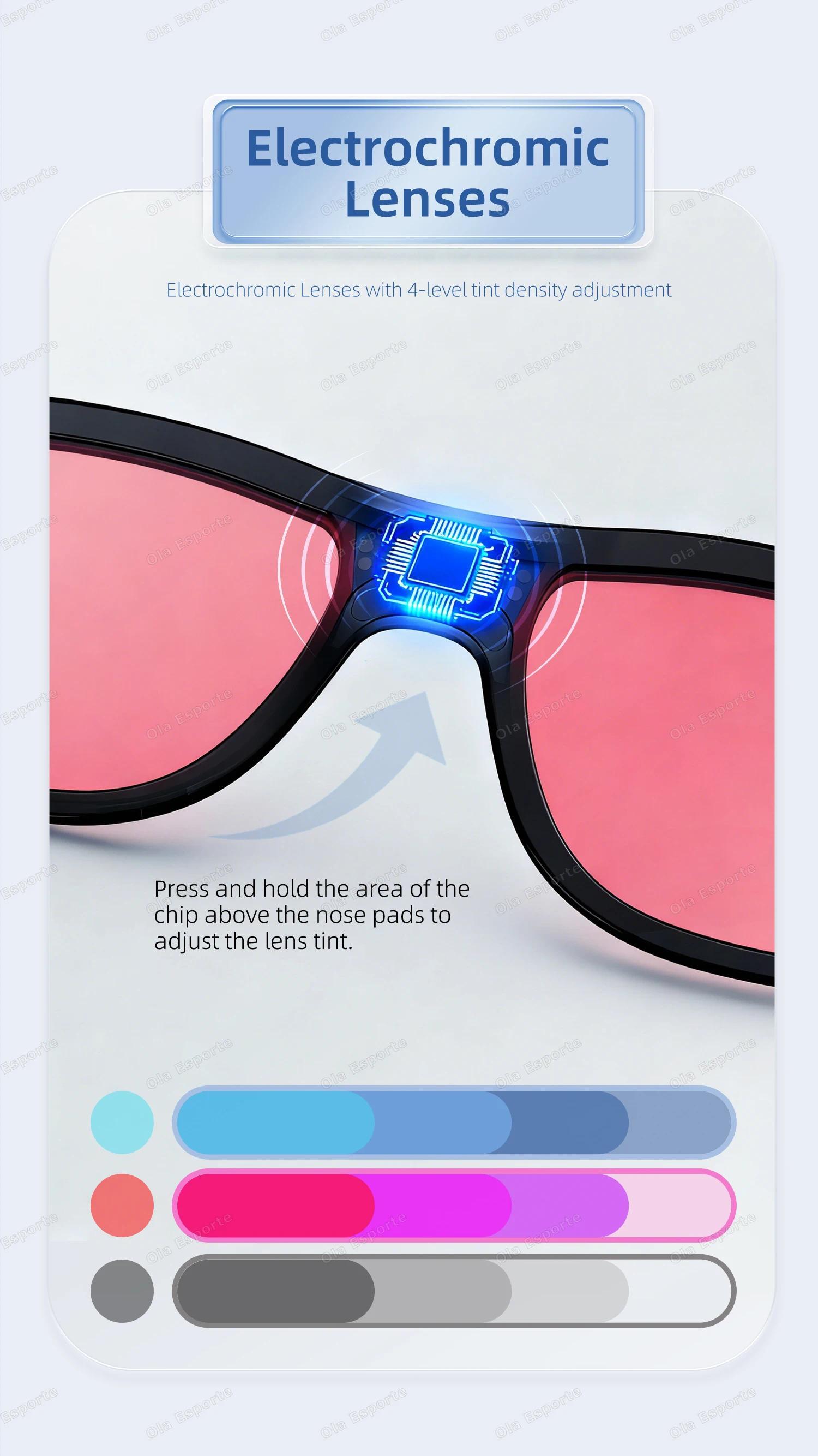2026 Smart Audio Glasses Touch Control Color Changing Lens Dual Microphone Noise Reduction AI translation Bluetooth Sunglasses - gallery