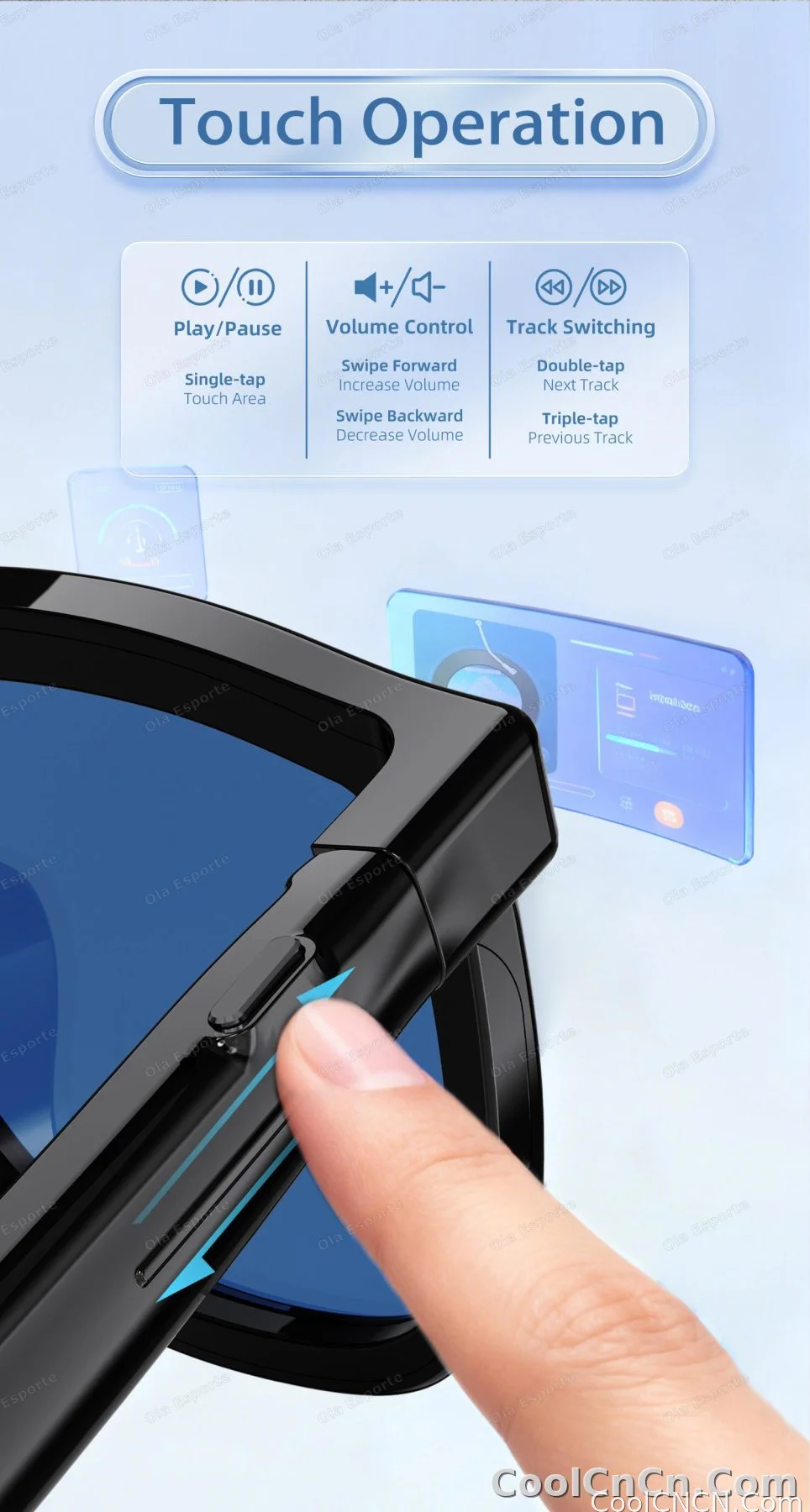 2026 Smart Audio Glasses Touch Control Color Changing Lens Dual Microphone Noise Reduction AI translation Bluetooth Sunglasses - detail