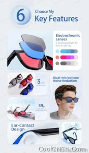 2026 Smart Audio Glasses Touch Control Color Changing Lens Dual Microphone Noise Reduction AI translation Bluetooth Sunglasses - view 9
