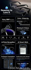 New Upgrade 800W Pixel Smart Glasses With Camera Video Recording AI Photo Recognition Call Language Translation Voice Sunglasses - view 9