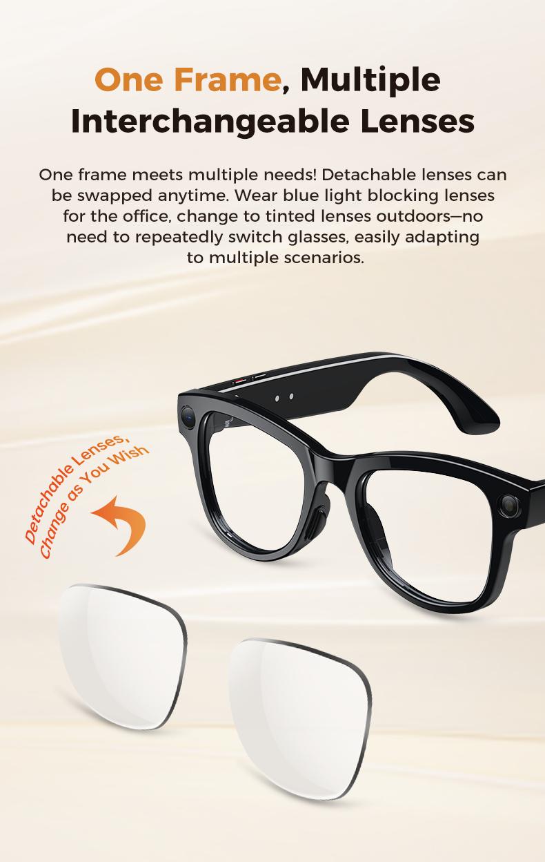 2026 New 3600mAh Battery AI Glasses Men 800W 4k Camera 32G Memory Photos&Video 160+Translation ChatGPT Music Smart Glasses Women - gallery