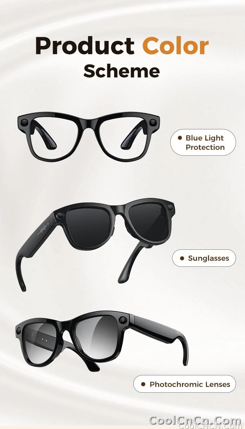 2026 New 3600mAh Battery AI Glasses Men 800W 4k Camera 32G Memory Photos&Video 160+Translation ChatGPT Music Smart Glasses Women - detail