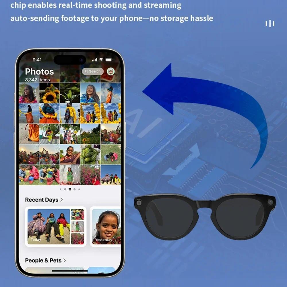 Smart Glasses Camera Glasses BT Call Music Touch Sunglasses Voice Assistant Video Recording WIFI AI Glasses Translator - gallery