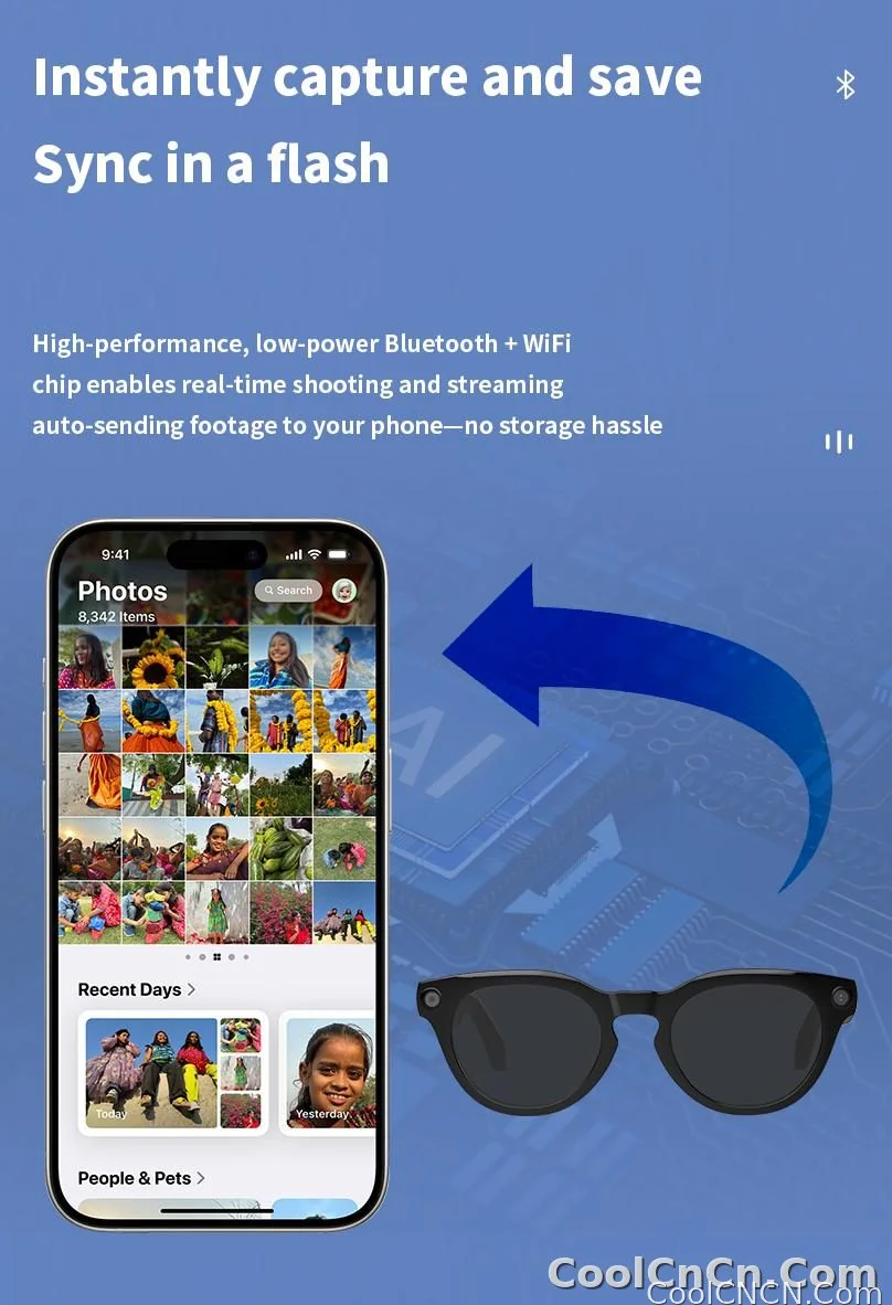 Smart Glasses Camera Glasses BT Call Music Touch Sunglasses Voice Assistant Video Recording WIFI AI Glasses Translator - detail