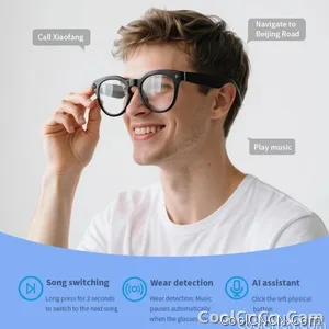 Smart Glasses Camera Glasses BT Call Music Touch Sunglasses Voice Assistant Video Recording WIFI AI Glasses Translator - view 6