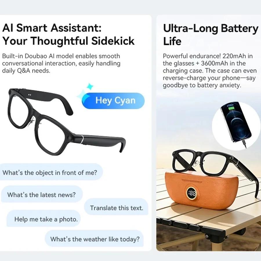 2026 New 6K HD AI Smart Glasses Chat GPT 800MP Camera Bluetooth Call 290mAh Battery 32GB Voice Assistant Control Smart Glasses - gallery