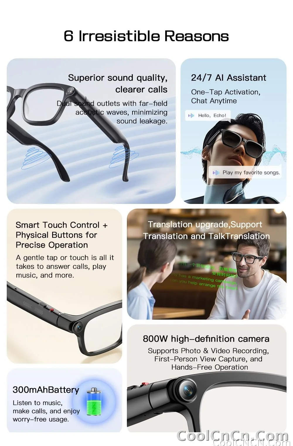 2026New POVSmart Glasses with 800W 4K HD Camera Wireless Audio Sunglasses Men Photos&Video AI Translation ChatGPT Glasses Women - detail