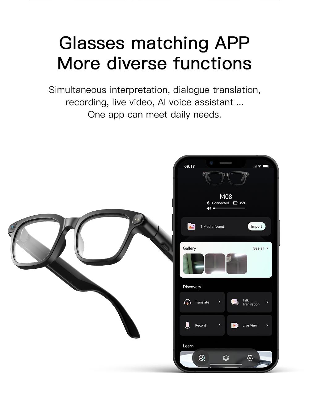 2026 New 800W Pixel Camera 1080P Video Recording Smart Glasses Men AI Voice Assistant Music Player Translation Sports Sunglasses - gallery