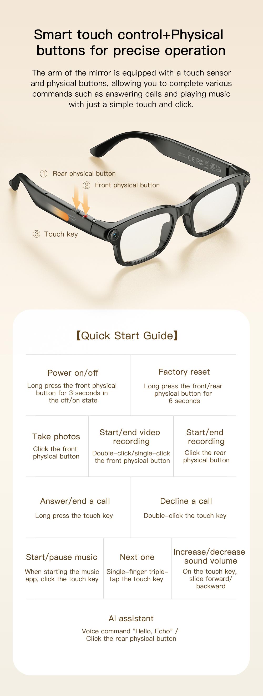 2026 New 800W Pixel Camera 1080P Video Recording Smart Glasses Men AI Voice Assistant Music Player Translation Sports Sunglasses - gallery
