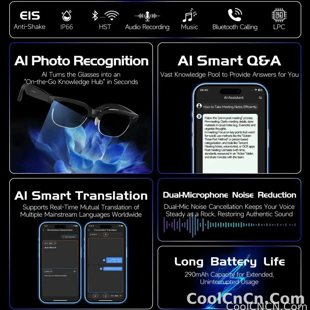2026 New 8K HD AI Smart Glasses Men with Chat GPT 800MP Camera Bluetooth Call AI Translation Voice Assistant Control Unisex Sung - detail