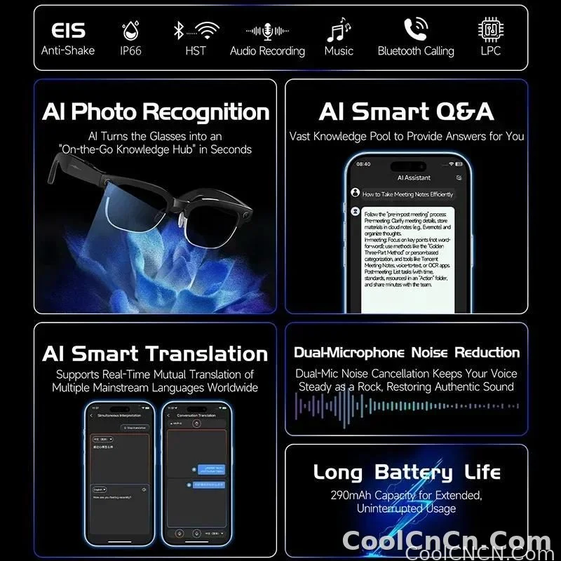 Smart Glasses 800W Camera 2026New Technologies Video Recording AI Photo Recognition Bluetooth Calls Voice Translation Sunglasses - detail