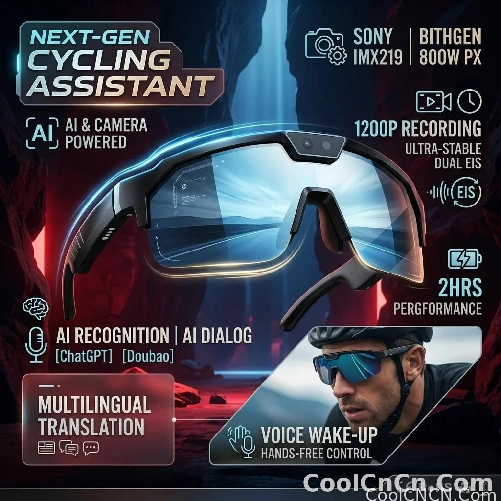 2026 New AI Sport Cycling Smart Glasses 80MP Camera 1200P HD Video Bluetooth 5.3WiFi Open Ear Riding Speaker Real-Time Translate