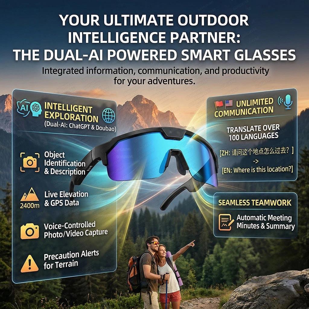 2026 New AI Sport Cycling Smart Glasses 80MP Camera 1200P HD Video Bluetooth 5.3WiFi Open Ear Riding Speaker Real-Time Translate - gallery