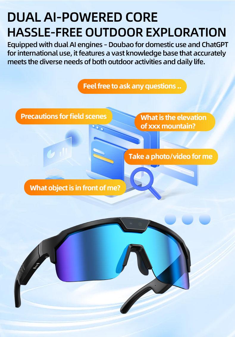2026 New AI Sport Cycling Smart Glasses 80MP Camera 1200P HD Video Bluetooth 5.3WiFi Open Ear Riding Speaker Real-Time Translate - gallery