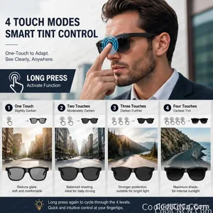 2026 New Touch Color Change Smart Glasses 100+Translation Voice Wake-Up Dual Mic Noise Reduction Bluetooth Music Audio Sunglasse - view 3