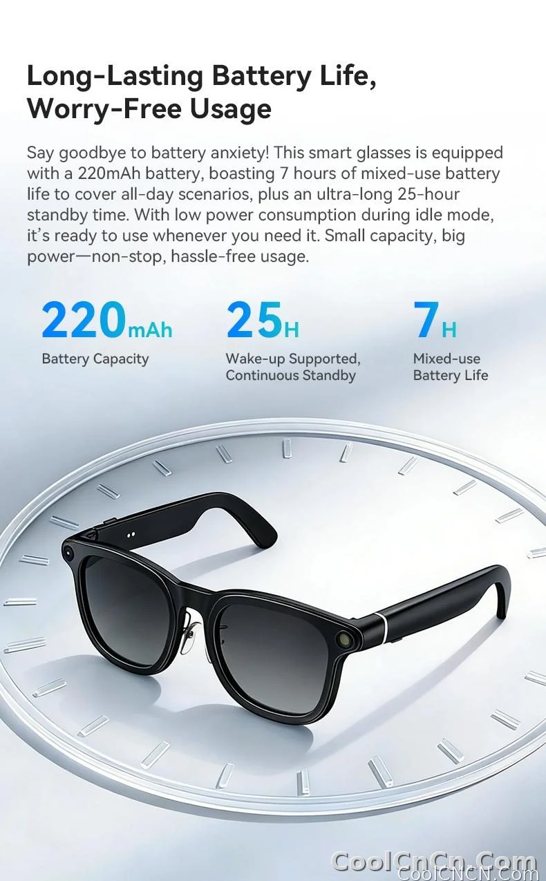 AI Smart Audio image Glasses, 3600mAh Charging Case, Hands-Free Call, Open-Ear Headphones, for Driving, Running, Daily Use - detail