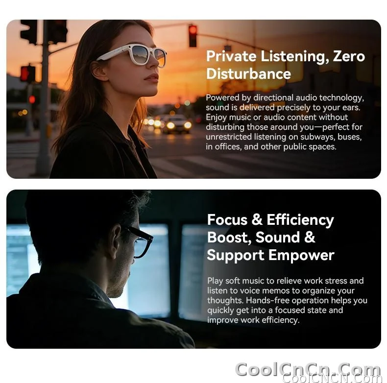 AI Smart Audio image Glasses, 3600mAh Charging Case, Hands-Free Call, Open-Ear Headphones, for Driving, Running, Daily Use - detail