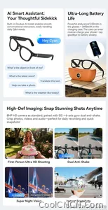 AI Smart Audio image Glasses, 3600mAh Charging Case, Hands-Free Call, Open-Ear Headphones, for Driving, Running, Daily Use - view 9