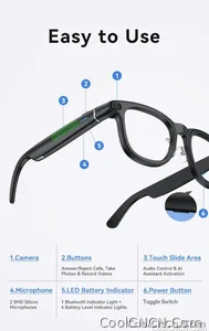AI Smart Audio image Glasses, 3600mAh Charging Case, Hands-Free Call, Open-Ear Headphones, for Driving, Running, Daily Use - view 25