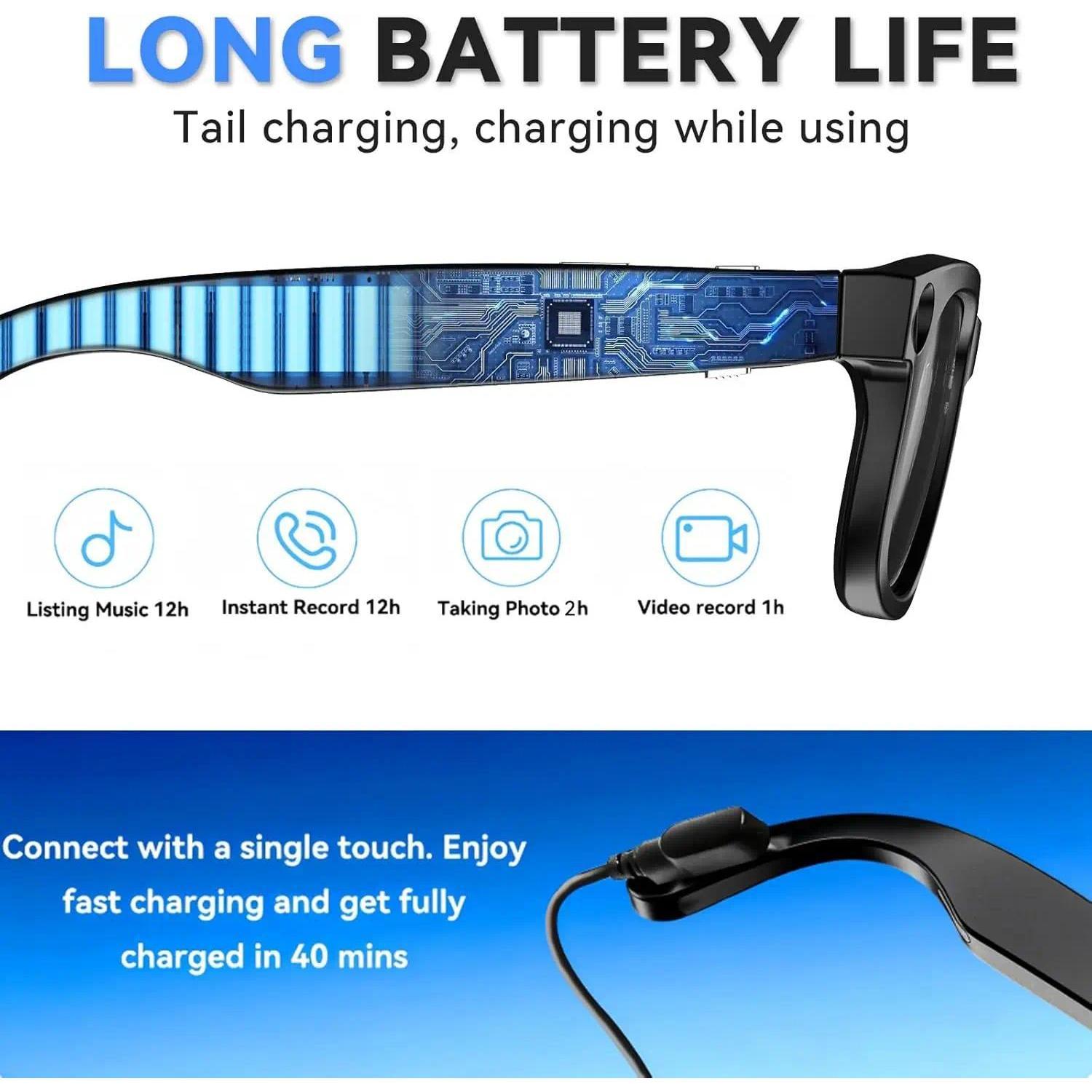 AI Smart Glasses 8MP HD Camera Sunglasses Audio AI Voice Assistant Real-Time Translation Vlog Eyeglasses for Daily Work Travel - gallery