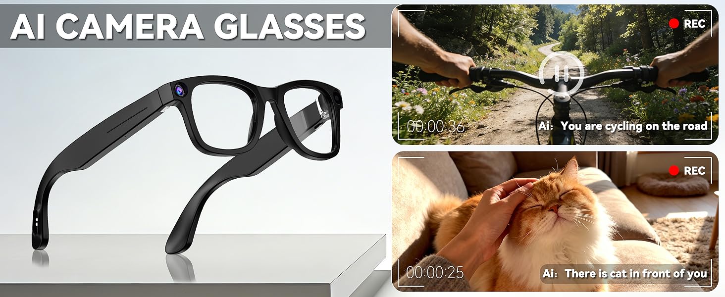 AI Smart Glasses 8MP HD Camera Sunglasses Audio AI Voice Assistant Real-Time Translation Vlog Eyeglasses for Daily Work Travel - gallery