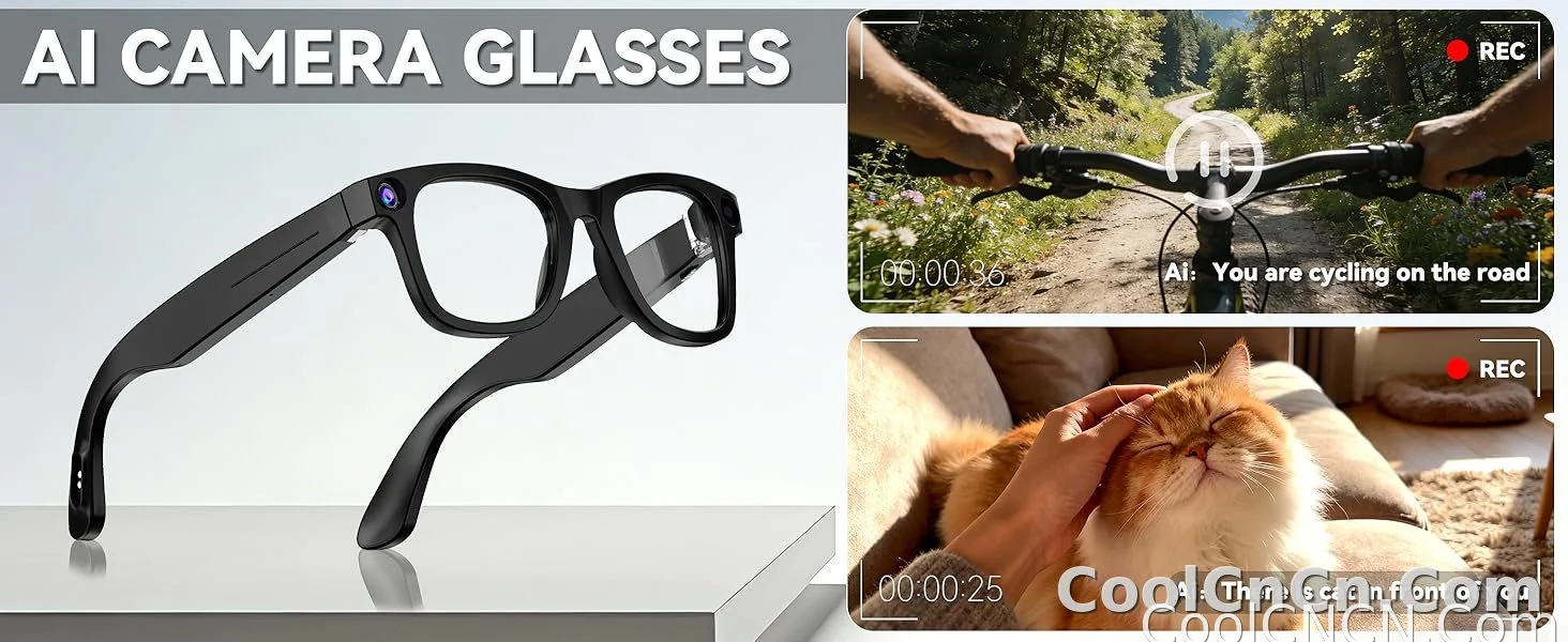 AI Smart Glasses 8MP HD Camera Sunglasses Audio AI Voice Assistant Real-Time Translation Vlog Eyeglasses for Daily Work Travel - detail