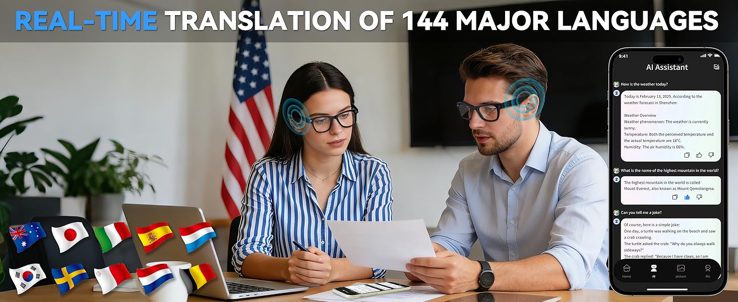 AI Smart Glasses 8MP HD Camera Sunglasses Audio AI Voice Assistant Real-Time Translation Vlog Eyeglasses for Daily Work Travel - gallery
