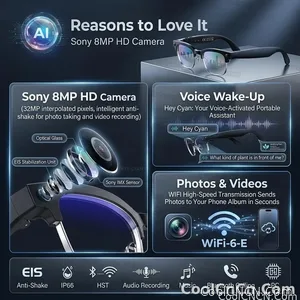 AI Smart Glasses Translation 800W Pixel Camera Video Music Player Call Business 8K Sunglasses Glasses Men For Travel Work 2026 - view 3