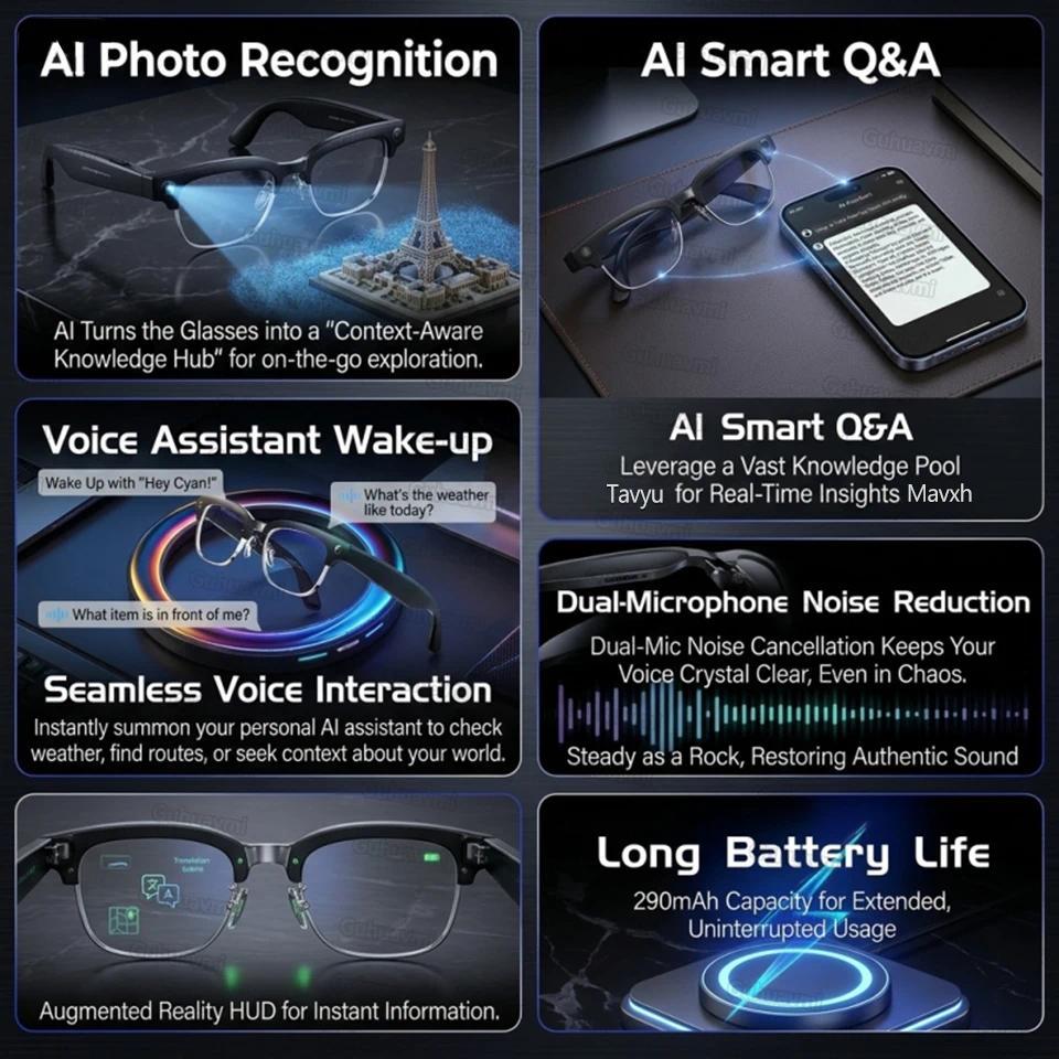 4K 800W HD Camera AI Smart Glasses 2026 ChatGPT Record Video Languages Translation Music Player Sunglasses Glasses With Camera - gallery