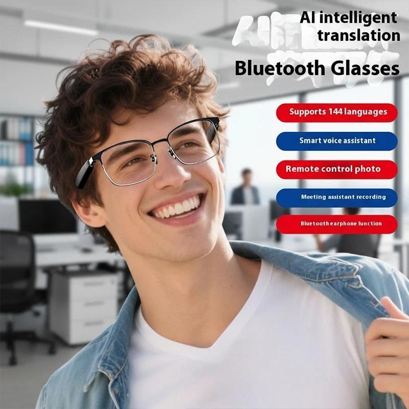 AI Glasses For Men languages Real Time Translation Wireless Bluetooth Touch Call Meeting Sports Music Smart Glasses - gallery