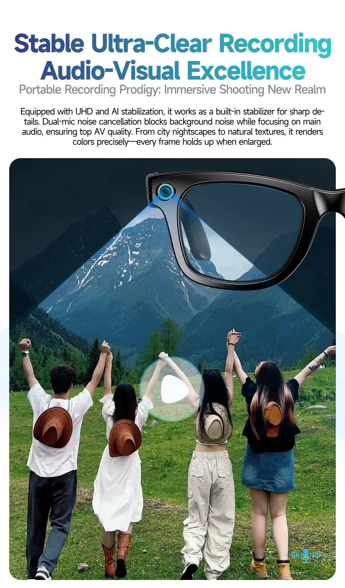 W610 AI Smart Glasses with Video Camera 800W Outdoor Sunglasses Wi-Fi Transfer BT Calling Audio Record Smart Wearable Headset - gallery