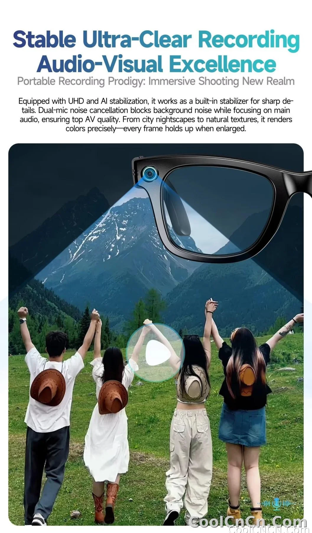 W610 AI Smart Glasses with Video Camera 800W Outdoor Sunglasses Wi-Fi Transfer BT Calling Audio Record Smart Wearable Headset - detail