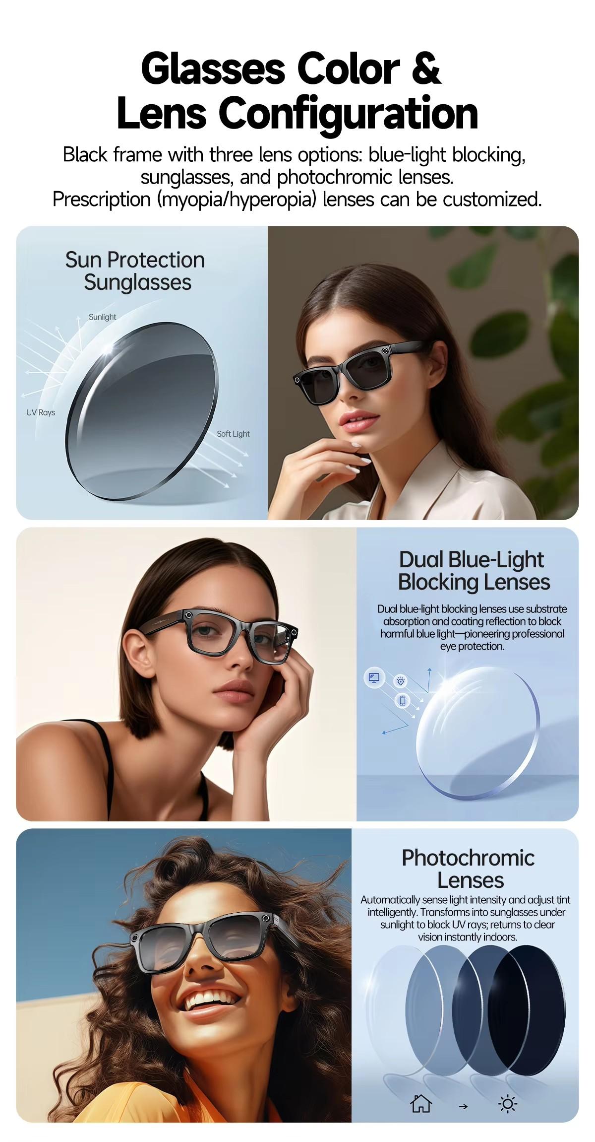 W610 AI Smart Glasses with Video Camera 800W Outdoor Sunglasses Wi-Fi Transfer BT Calling Audio Record Smart Wearable Headset - gallery