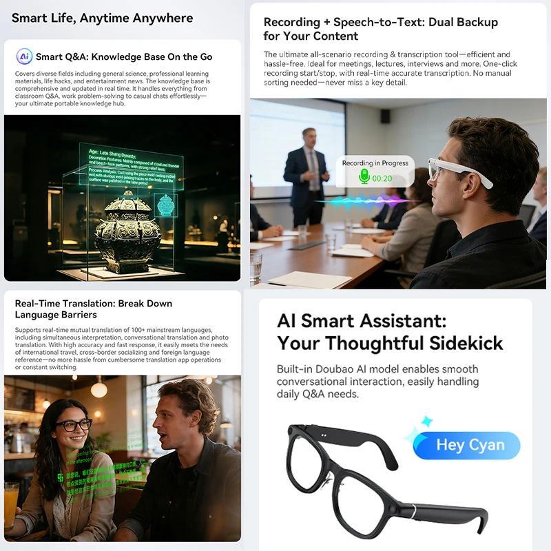 2026 Ultra AI Smart Glasses 1200P Camera ChatGPT Voice Assistant 32GB Storage Real-time Translation Bluetooth Music Sunglasses - gallery