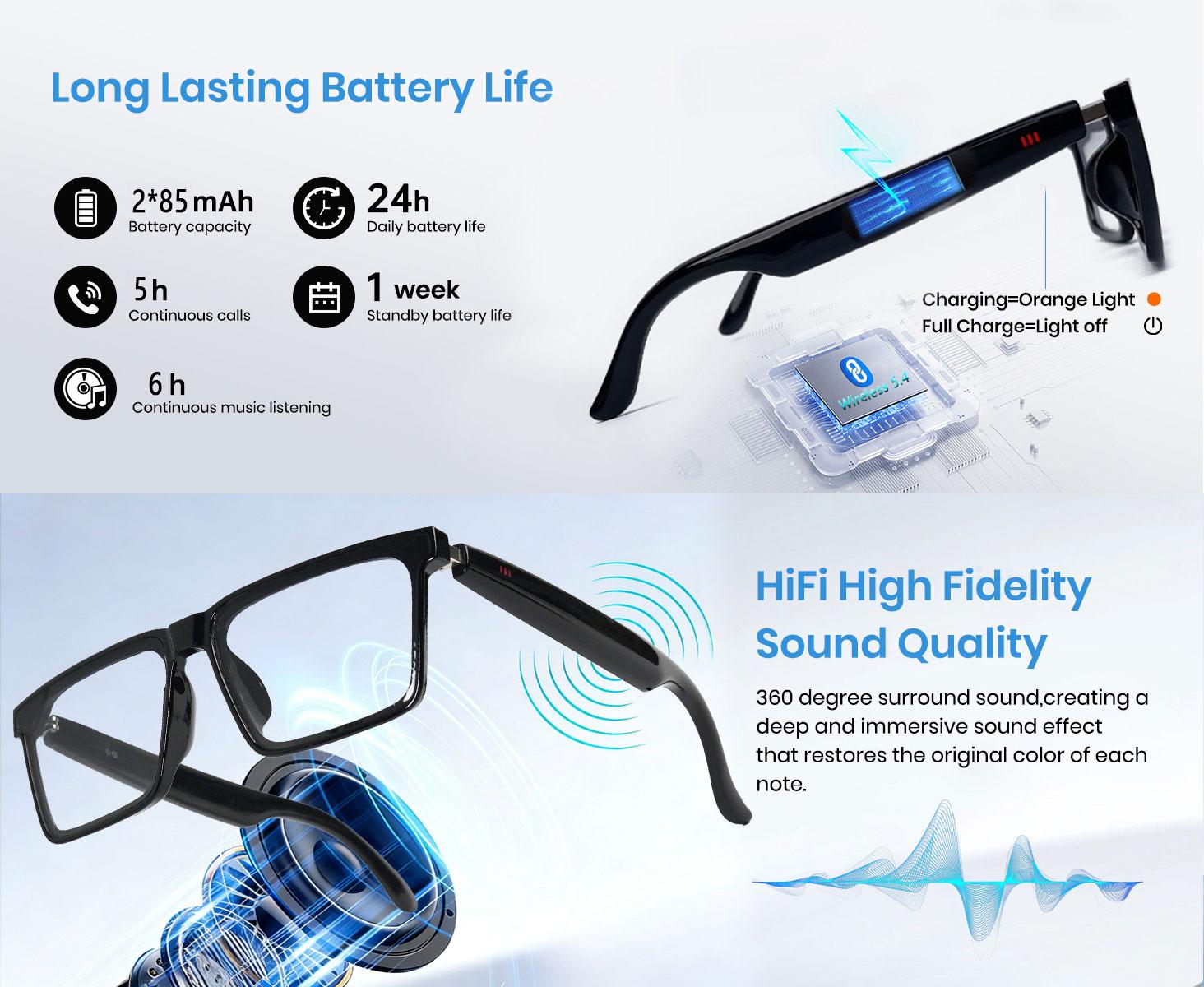 Smart Audio Glasses with Real-Time Translation Hi-Fi Music Playback Noise-Cancelling Voice Calls And Photochromic Lenses - gallery