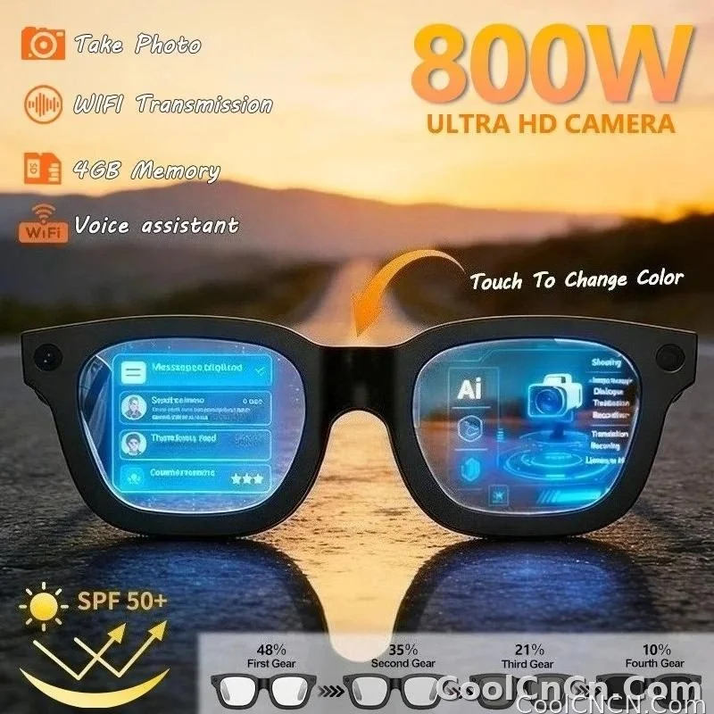 With Camera AI 4K Glasses New Upgrade 800W HD Video Recording AI Photo Recognition Translation Bluetooth Call Voice Sunglasses