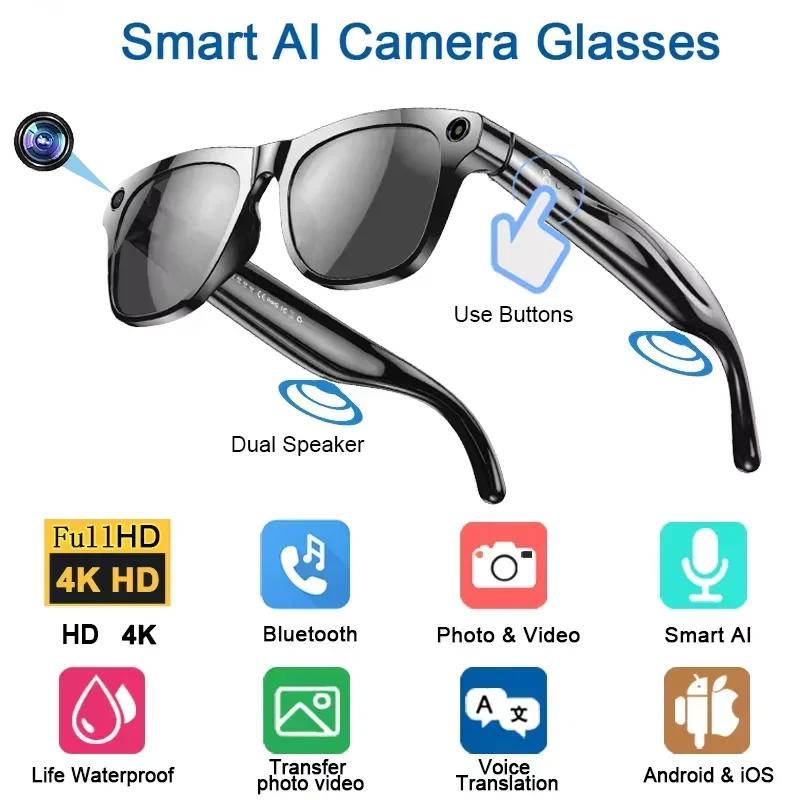 With Camera AI 4K Glasses New Upgrade 800W HD Video Recording AI Photo Recognition Translation Bluetooth Call Voice Sunglasses - gallery