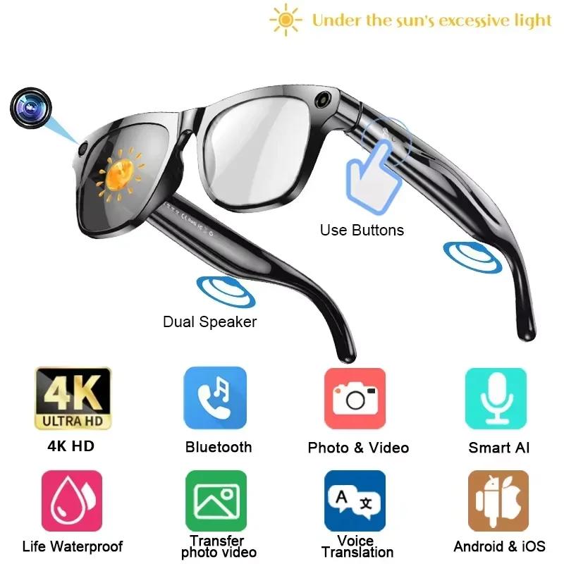 With Camera AI 4K Glasses New Upgrade 800W HD Video Recording AI Photo Recognition Translation Bluetooth Call Voice Sunglasses - gallery
