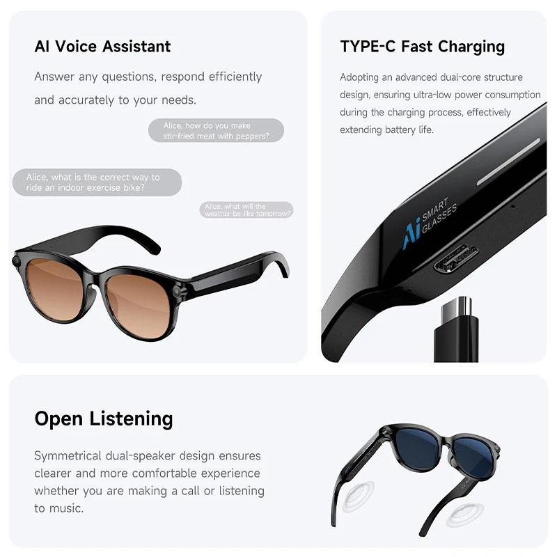 2026 New Smart Glasses Listening To Music Open Listening AI Translation AI Voice Assistant AI Image Recognition Smart Glasses - gallery