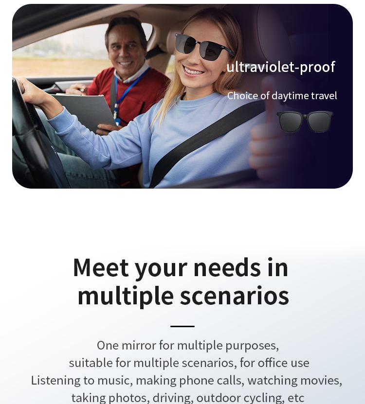 Bluetooth Smart Glasses Voice Call Music Play Remote Control Camera Wireless Bluetooth Headset Waterproof Glasses For Men  Women - gallery