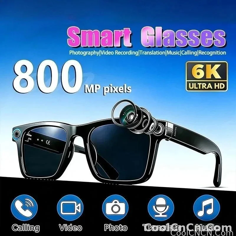 6K HD AI Camera Glasses 800MP Photochromic Multifunctional Smart Glasses Bluetooth Calling Photo Chat Music Translation 2026