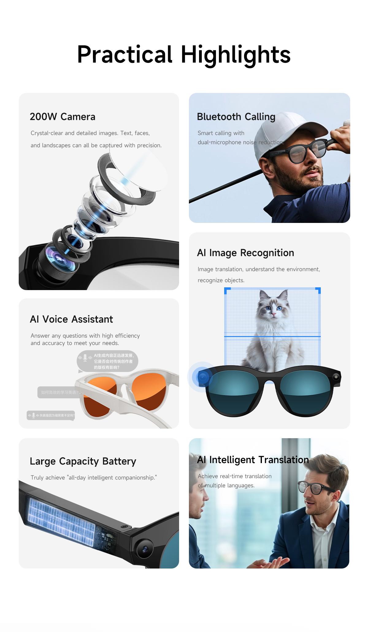 2026 New AI Smart Glasses for Photography And Video Intelligent Interactive Translation Feature Compatible with IOS And Android - gallery