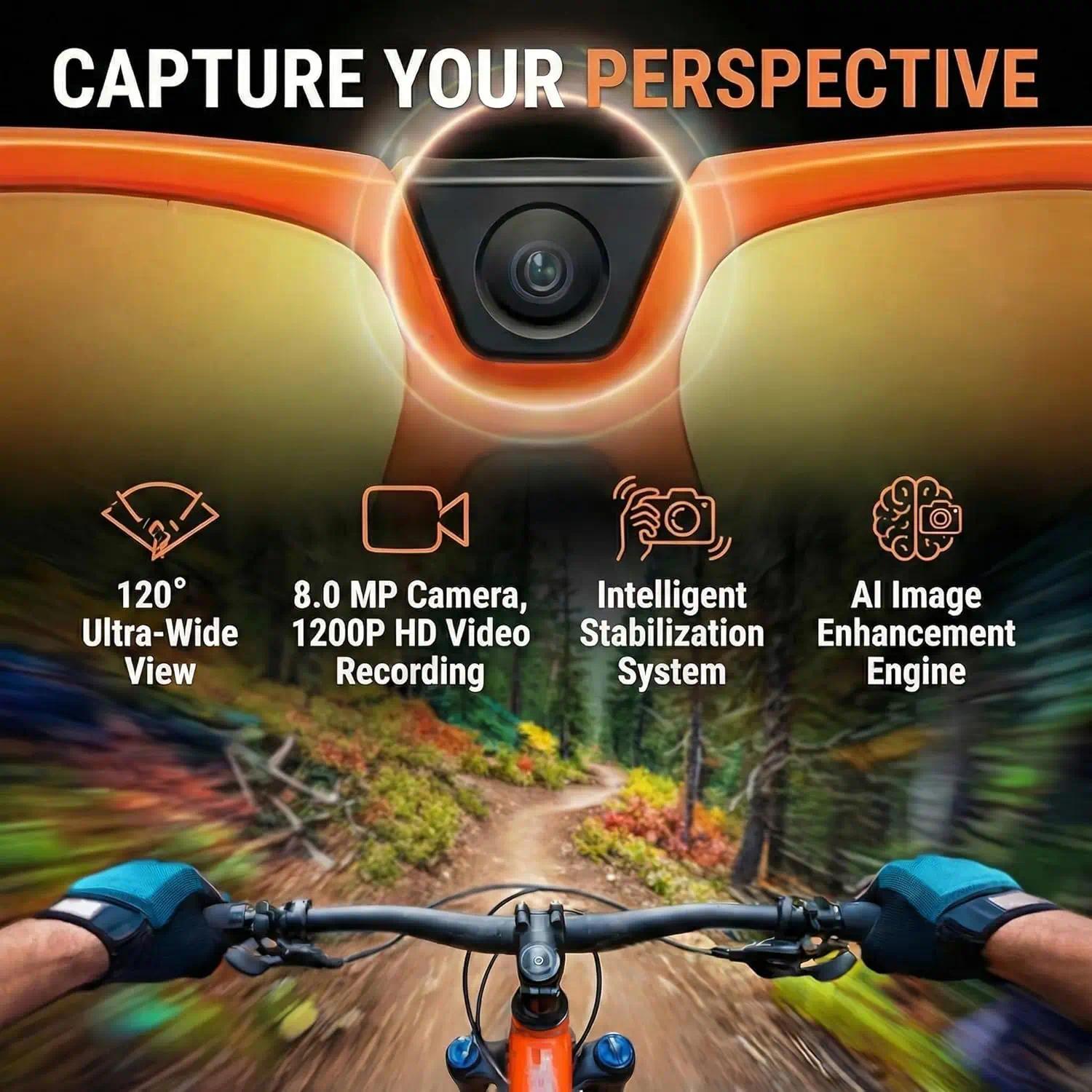 New AI Sports Smart Glasses 8MP Camera 2026 Outdoor Cycling Headphones Touch Control Windproof Bluetooth Translation Sunglasses - gallery